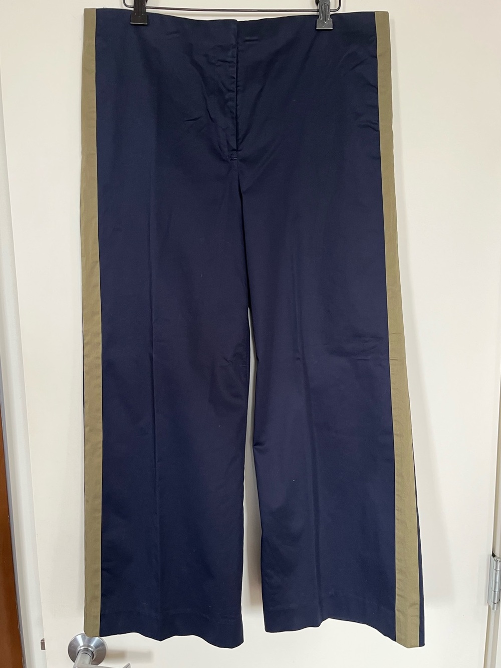J. Crew Cotton Ankle Length Pants with Olive Side Stripes